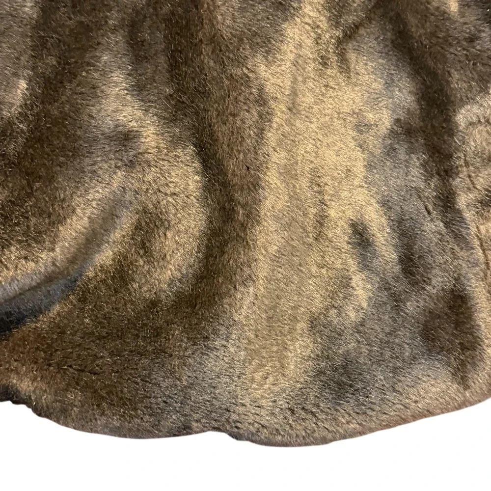 Vintage Faux Fur Capelet Jacket Brown Shawl Collar Bell Sleeves - Picture 5 of 7